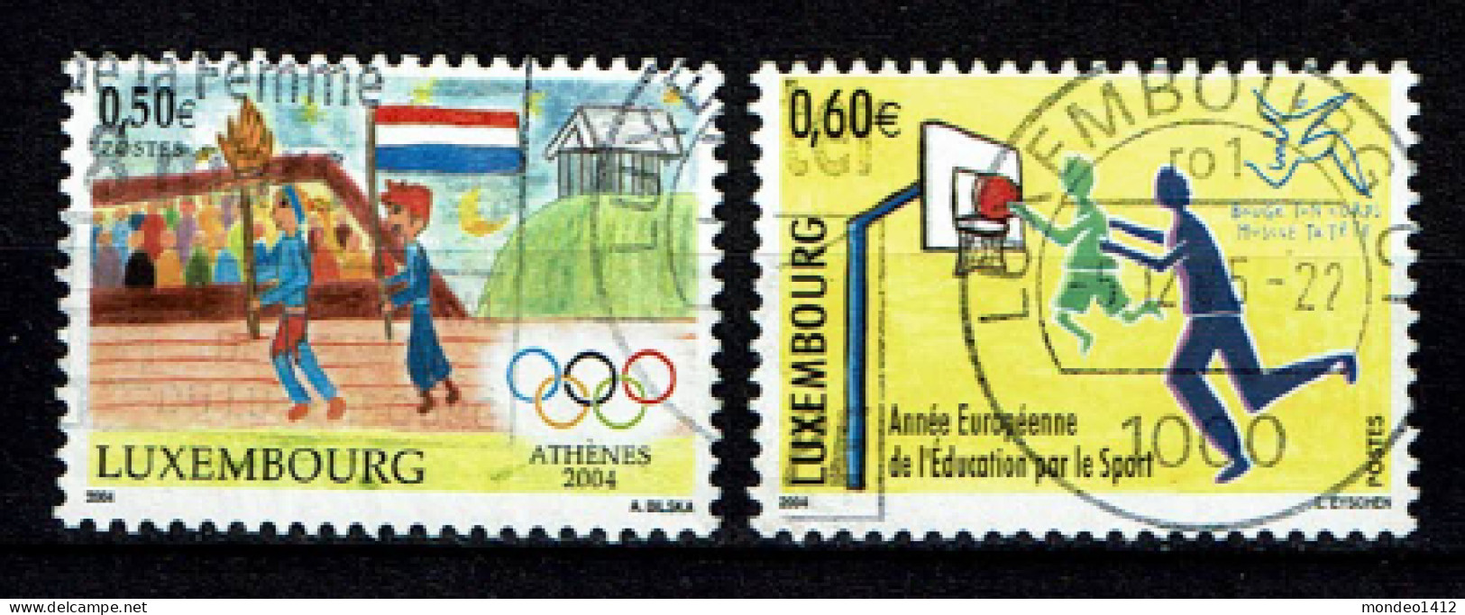 Luxembourg 2004 - YT 1592/1593 - Sport - Olympic Games - Athens, Greece - European Year Of Education Through Sport - Gebraucht