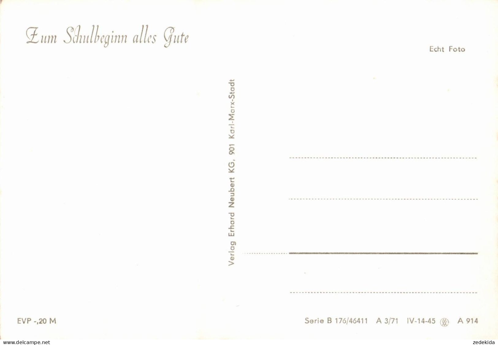 G8200 - Glückwunschkarte Schulanfang - Junge Zuckertüte - Verlag Planet DDR - Premier Jour D'école