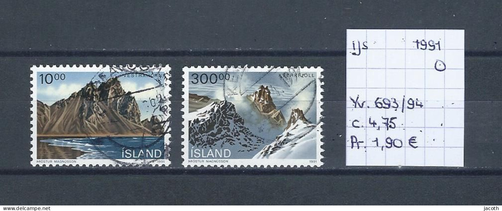 (TJ) IJsland 1991 - YT 693/94 (gest./obl./used) - Usati