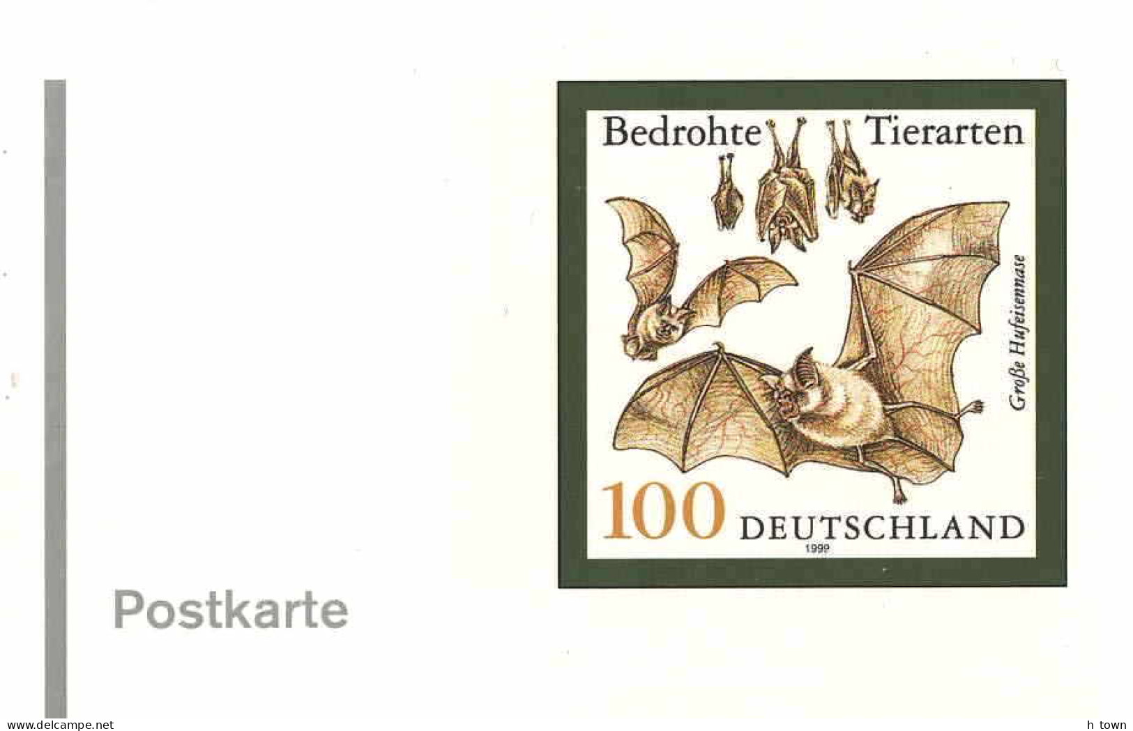 131  Grand Rhinolophe: Entier (c.p.) D'Allemagne - Greater Horseshoe Bat Imprinted Stamp Of Stationery Pc. Chauve-souris - Bats