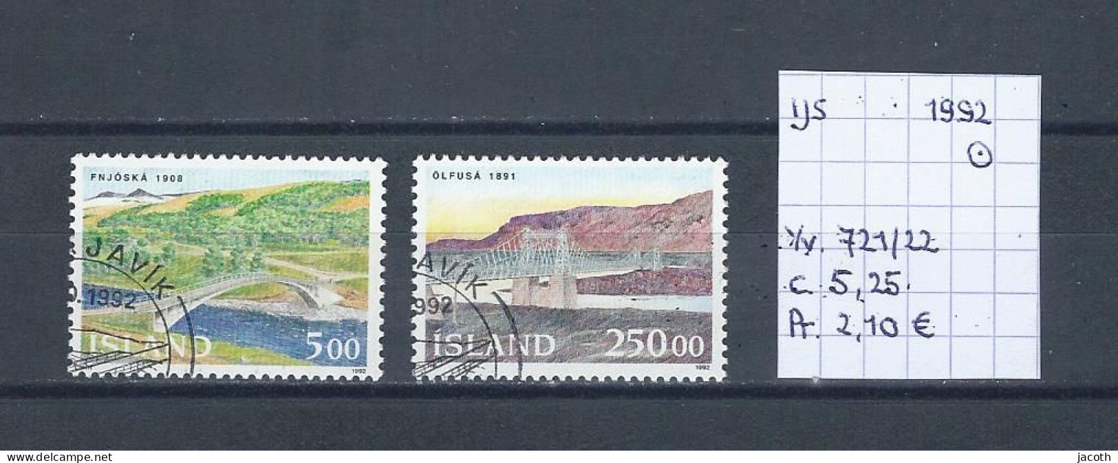 (TJ) IJsland 1992 - YT 721/22 (gest./obl./used) - Usati