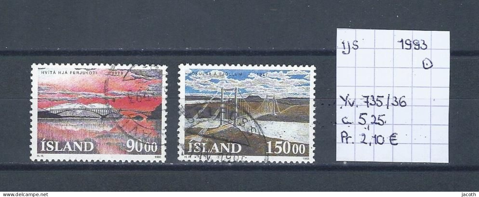 (TJ) IJsland 1993 - YT 735/36 (gest./obl./used) - Gebraucht