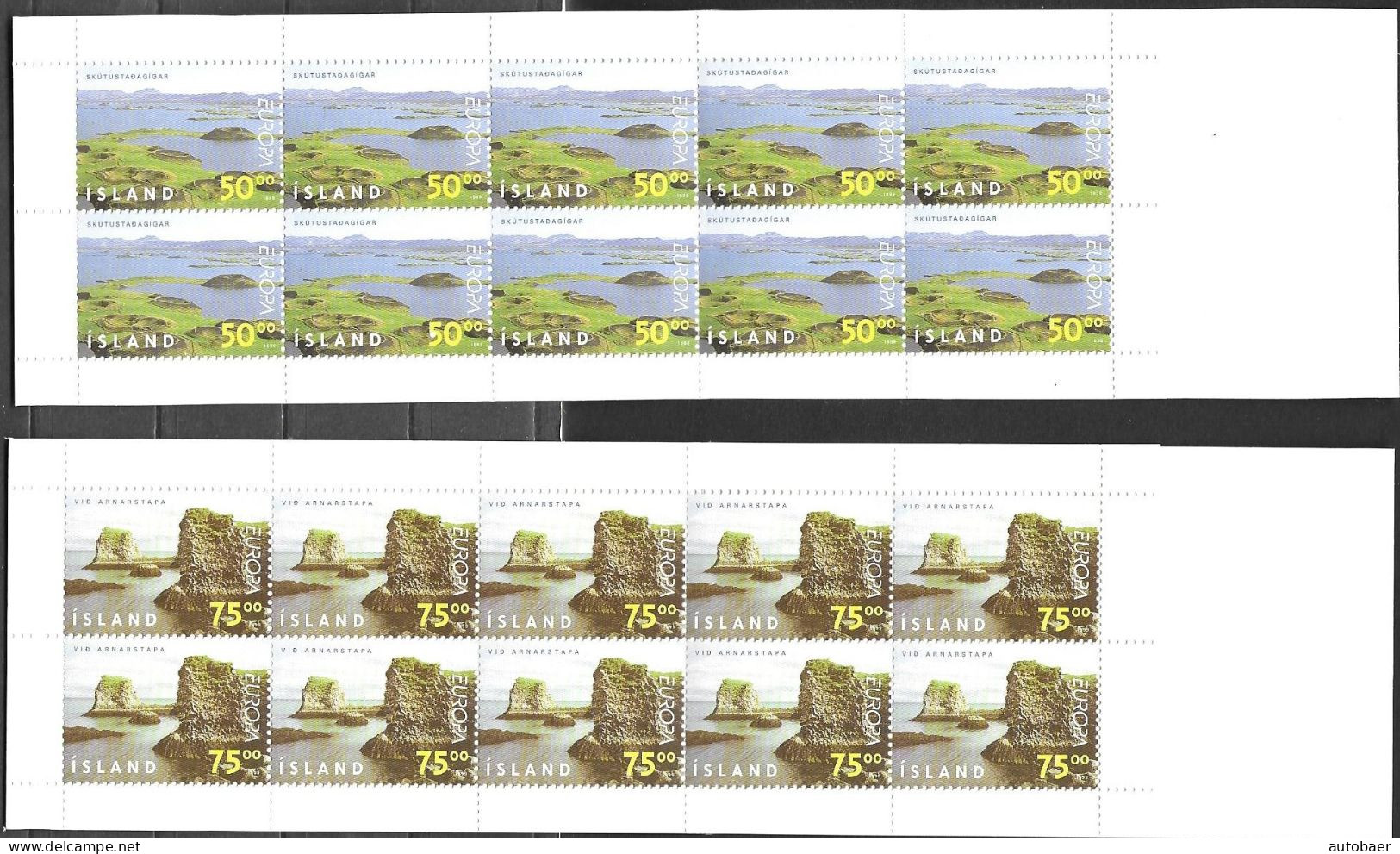 Iceland Island Islande 1999 Europa Cept Michel 913-14 2 Booklets Carnets ** MNH Postfrisch Neuf - 1999