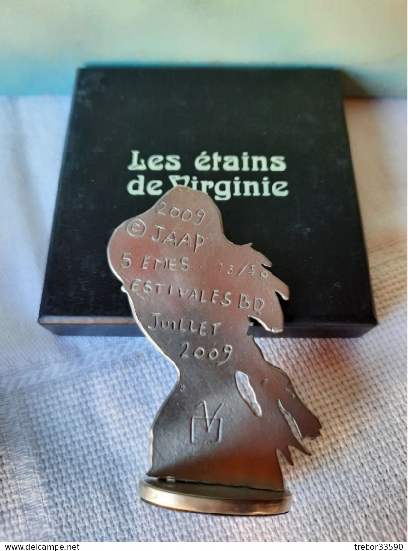 RARE Etain De Virginie JAAP N° 16 Sur 50 + Petit EL Numéroté Et Signé BD Montalivet 2009 - Statues - Metal