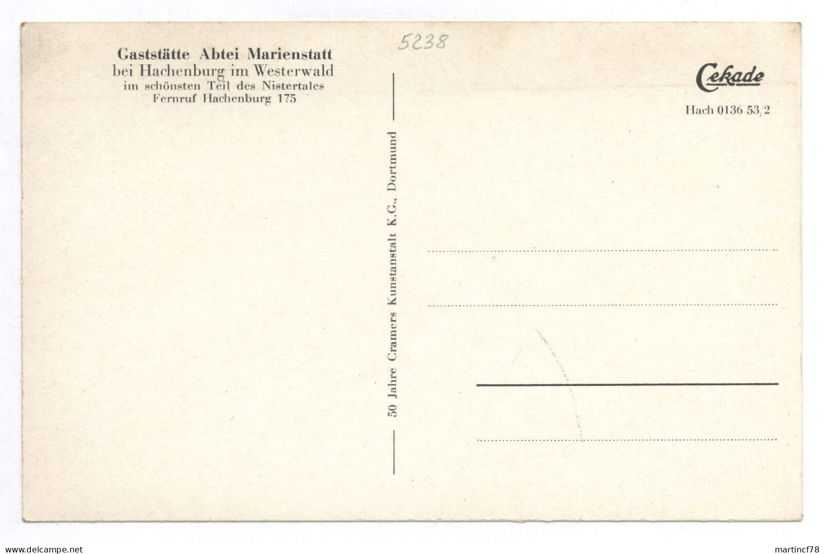 5238 Abtei Marienstatt Bei Hachenburg Westerwald Gaststätte - Hachenburg