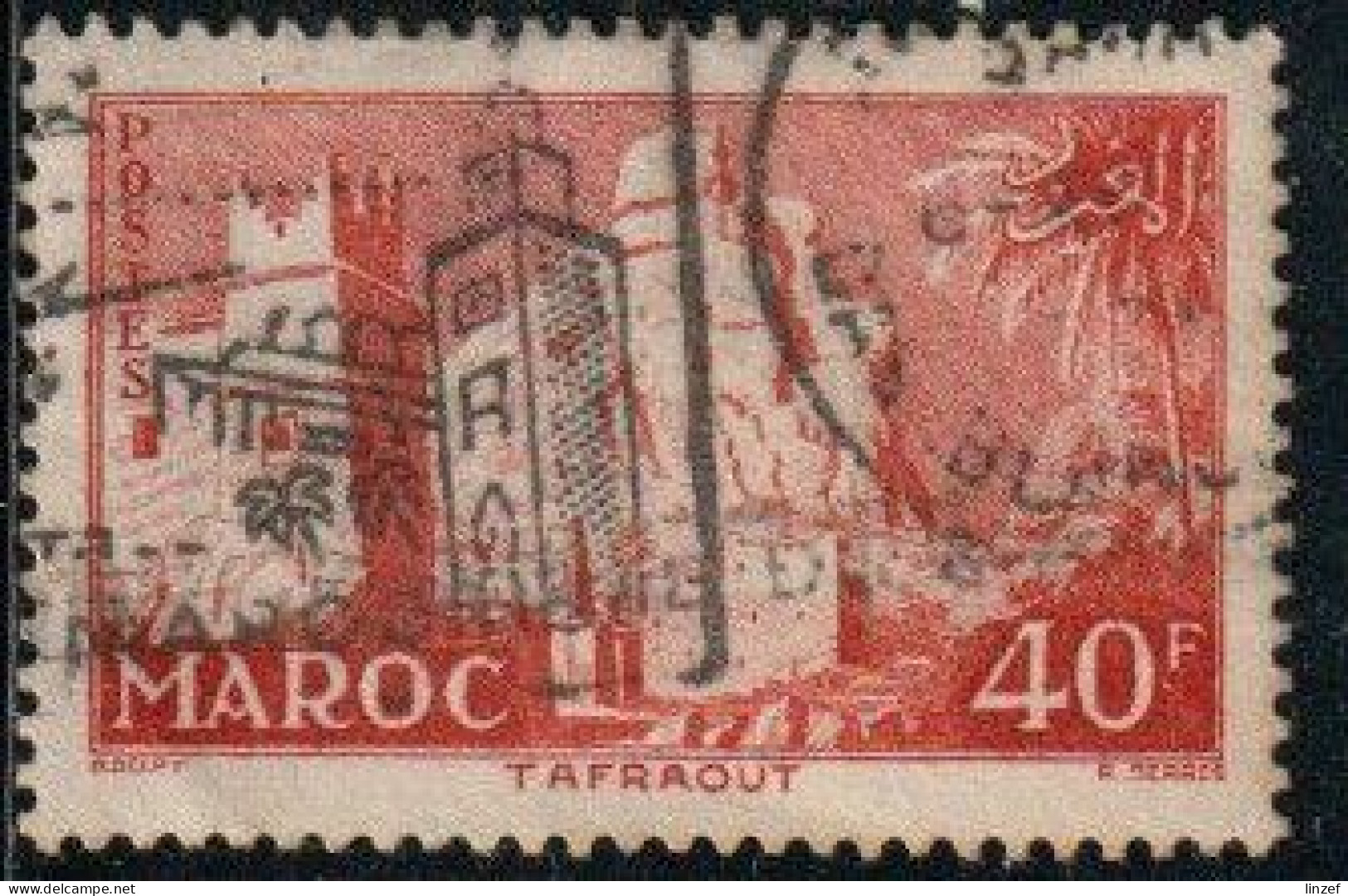 Maroc 1955 Yv. N°359 - 40f Rouge-brun Tafraout - Oblitéré - Gebraucht
