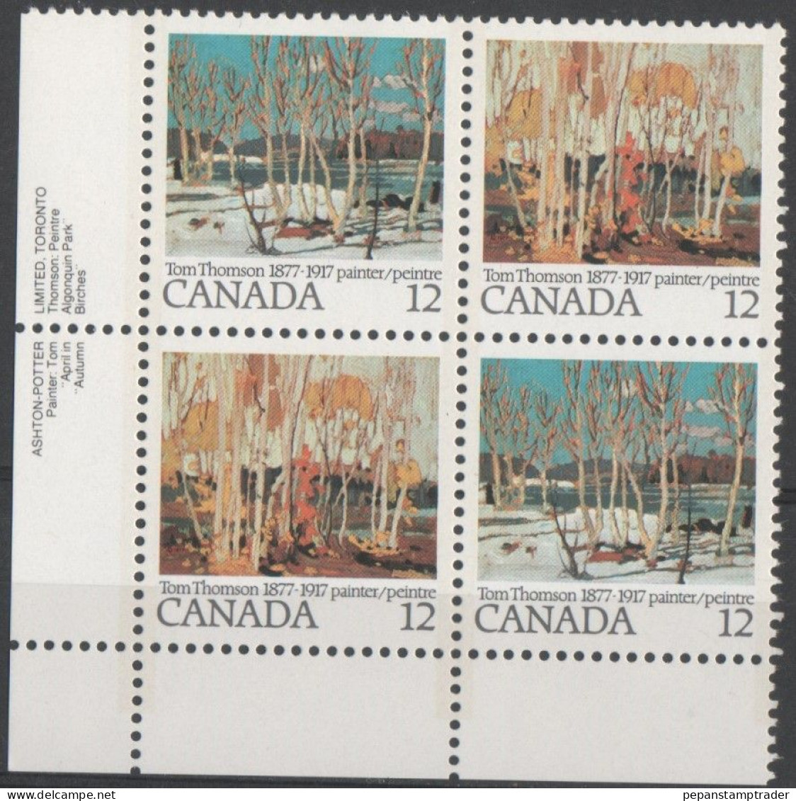 Canada - #734a - MNH PB  Of 4 - Números De Planchas & Inscripciones