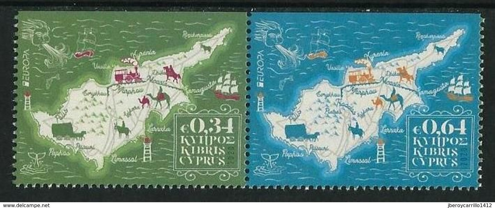 CHIPRE /CYPRUS /ZYPERN /CHYPRE  - EUROPA 2020 -"ANTIGUAS RUTAS POSTALES -ANCIENT POSTAL ROUTES".-SERI 2 V. Del CARNET-N - 2020