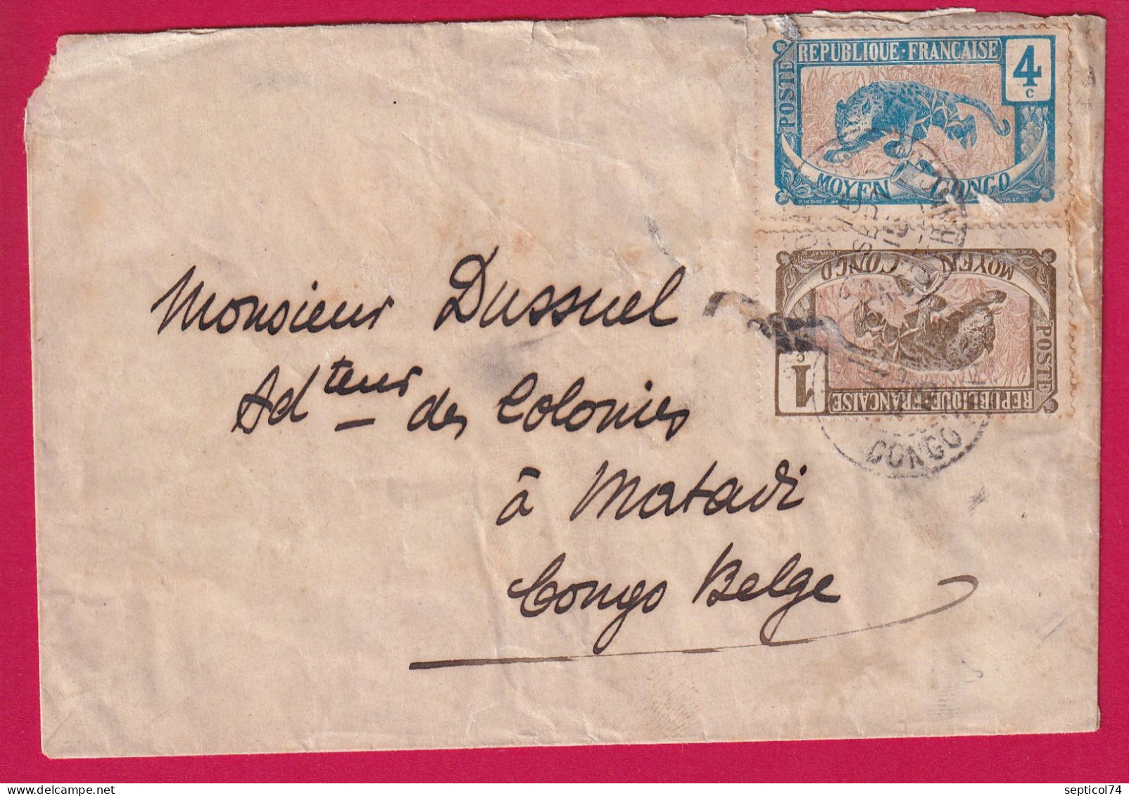 CONGO FRANCAIS OUESSO 1915 POUR MATADI CONGO BELGE LETTRE - Cartas & Documentos