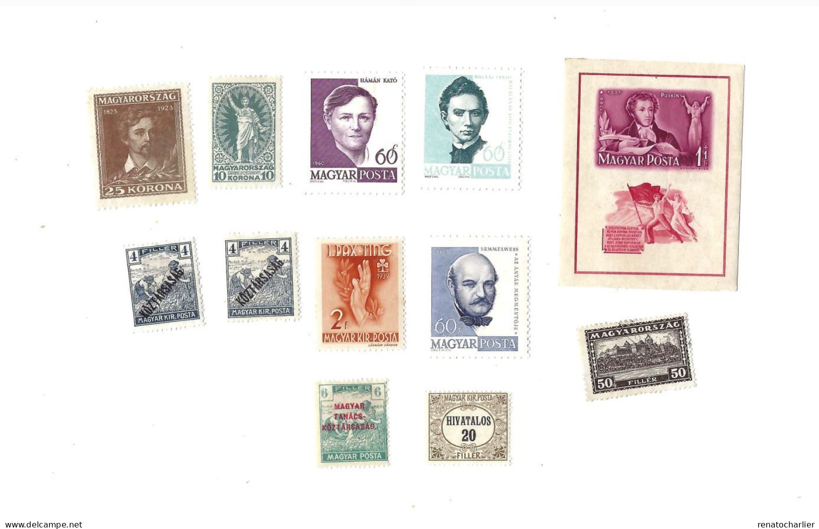 Collection De 1 Bloc-feuillet Et 10 Timbres MH,Neufs Avec Charnière. - Lotes & Colecciones