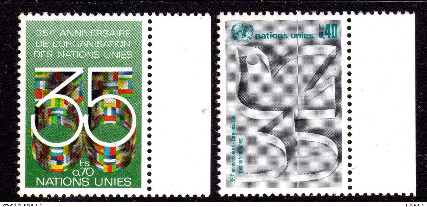 UNITED NATIONS GENEVA - 1980 UNO ANNIVERSARY SET (2V) FINE MNH ** SG G93-G94 - Neufs