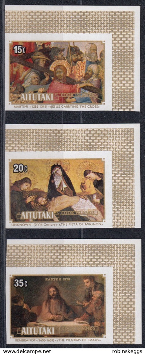 AITUTAKI 1978 Easter, IMPERFORATE Set Of 3 MNH - Rembrandt