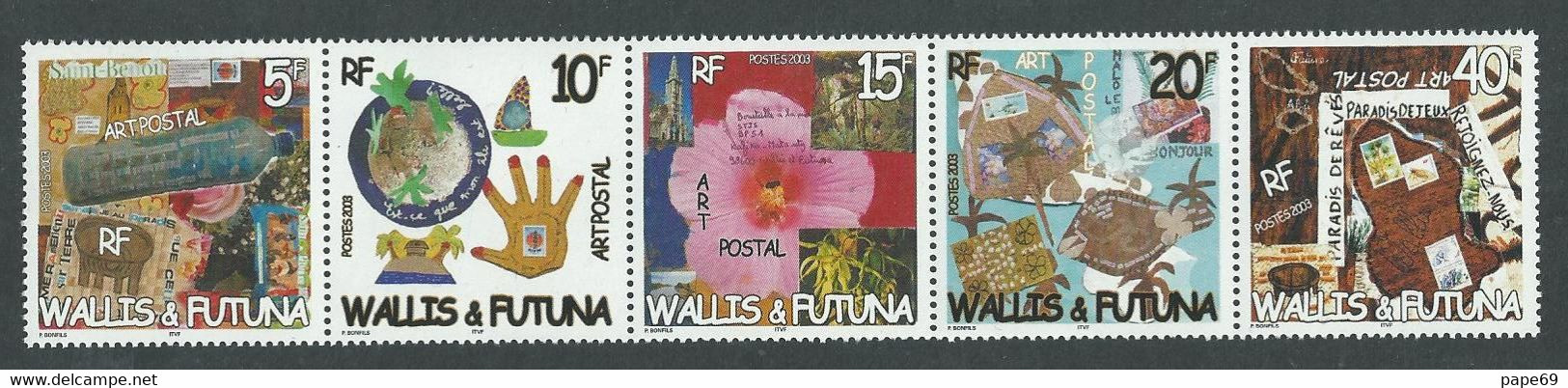 Wallis Et Futuna N° 592 / 96 XX Art Postal : Dessins D'enfants, Les 5 Vals Se Tenant Bande (livrée Pliée)sans Cha, TB - Altri & Non Classificati