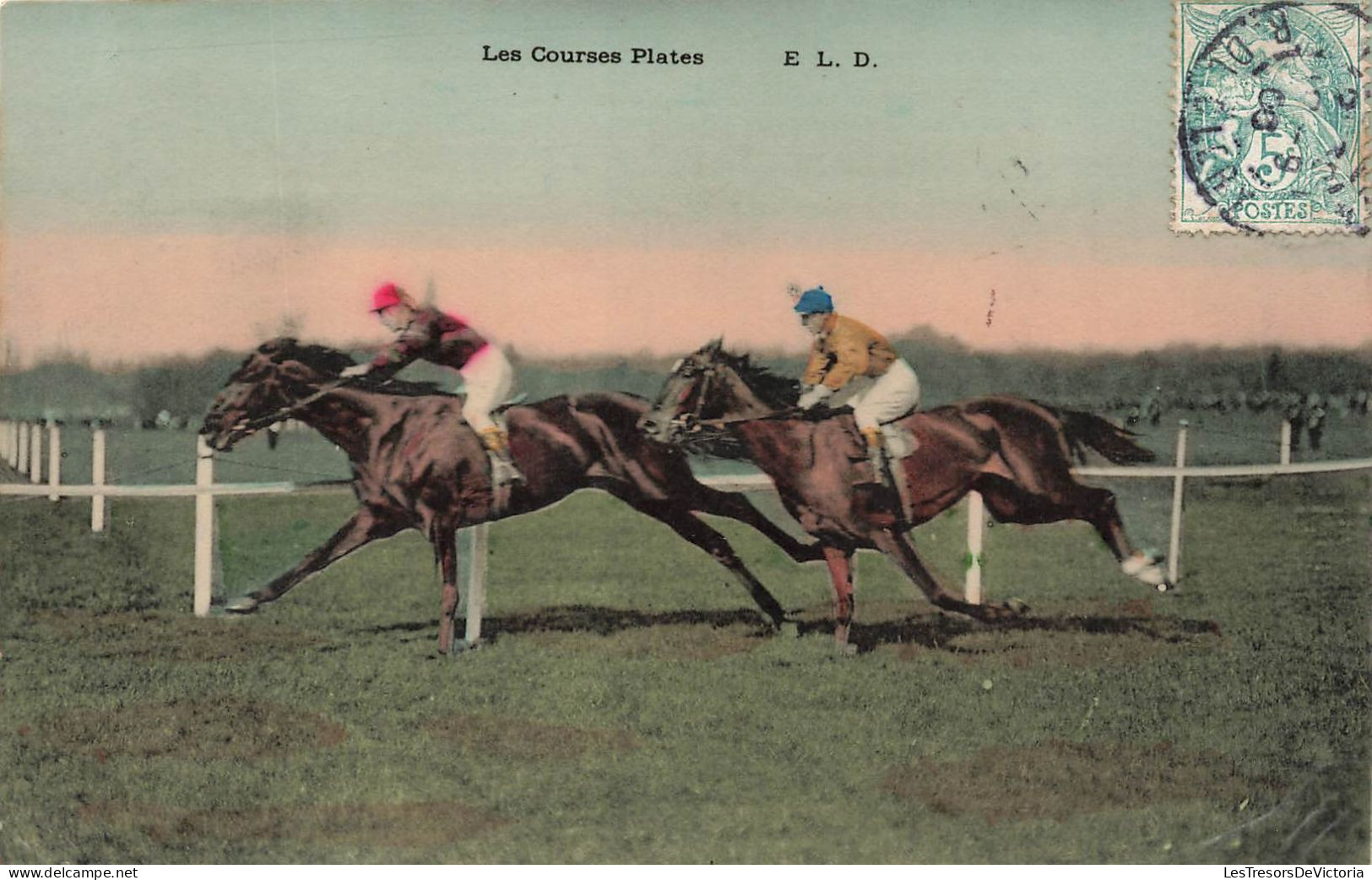 SPORTS - Hippisme - Les Courses Plates - Colorisé - E L.D - Carte Postale - Hippisme