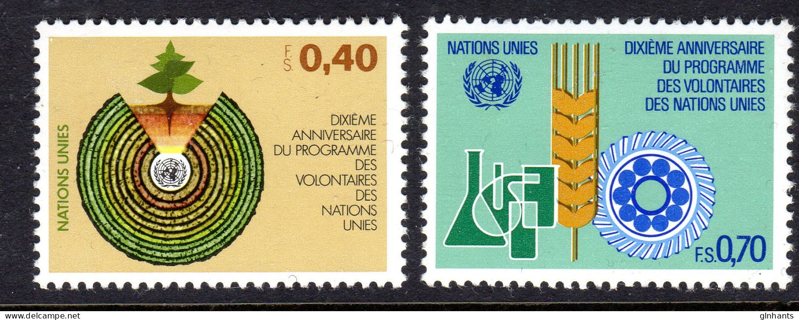 UNITED NATIONS GENEVA - 1981 VOLUNTEERS PROGRANNE ANNIVERSARY SET (2V) FINE MNH ** SG G103-G104 - Neufs