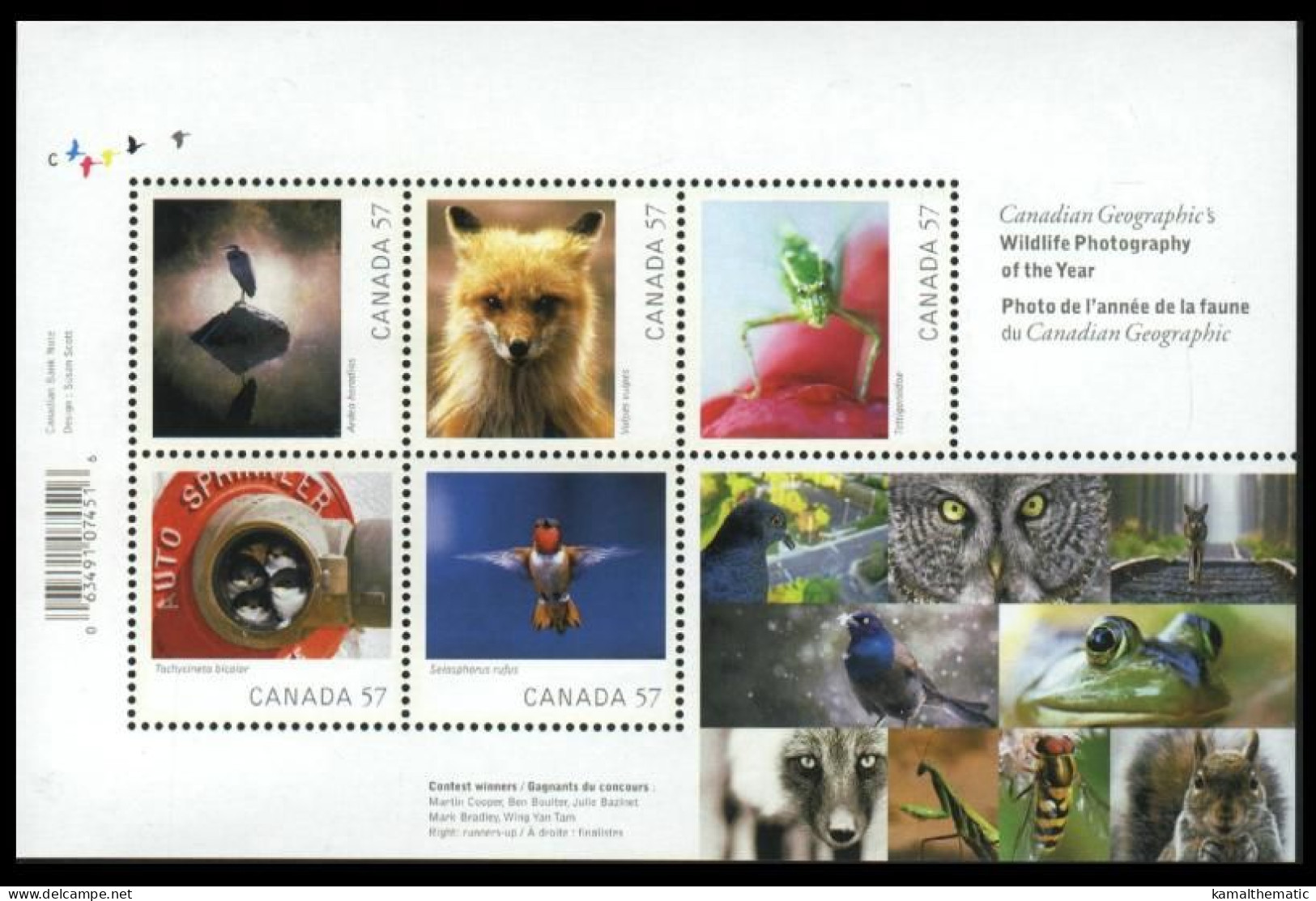 Canada 2010 MNH SS, Wild Life Photography, Animals, Birds, Owl, Humming Bird - Photography