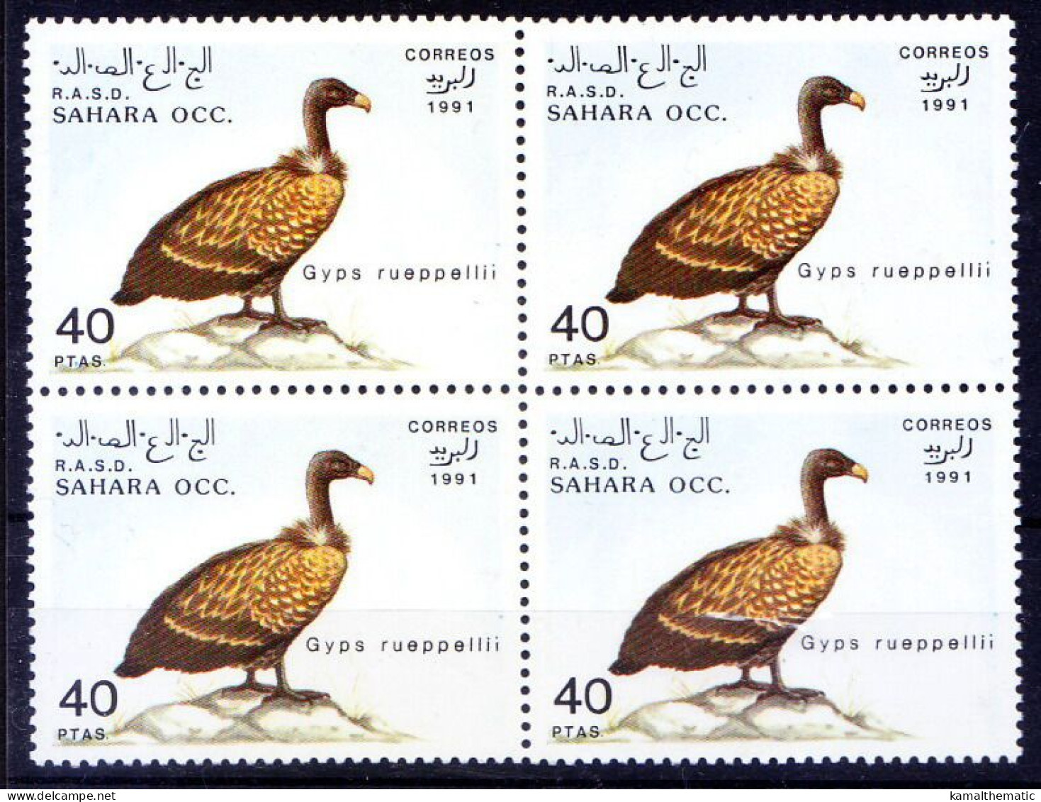 Sahara Occidental 1991 MNH Blk, MNH Blk, Rüppell's Vulture, Birds Of Prey - Vignettes De Fantaisie