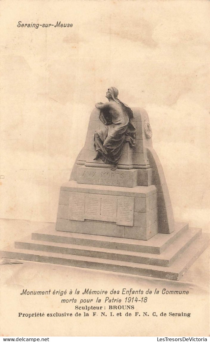 BELGIQUE - Seraing Sur Meuse - Monument érigé à La Mémoire Des Enfants De La Commune Morts - Carte Postale Ancienne - Seraing