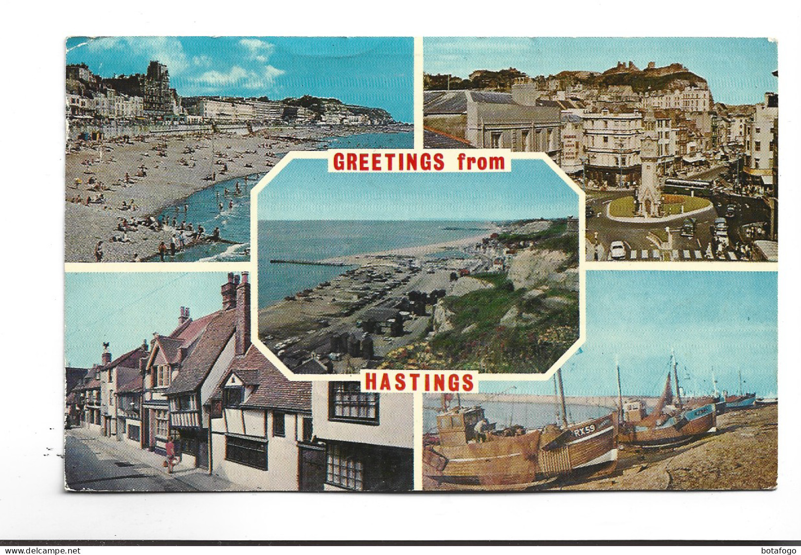 CPA  GREETING FROM HASTINGS MULTIVUES  (voir Timbre) - Hastings