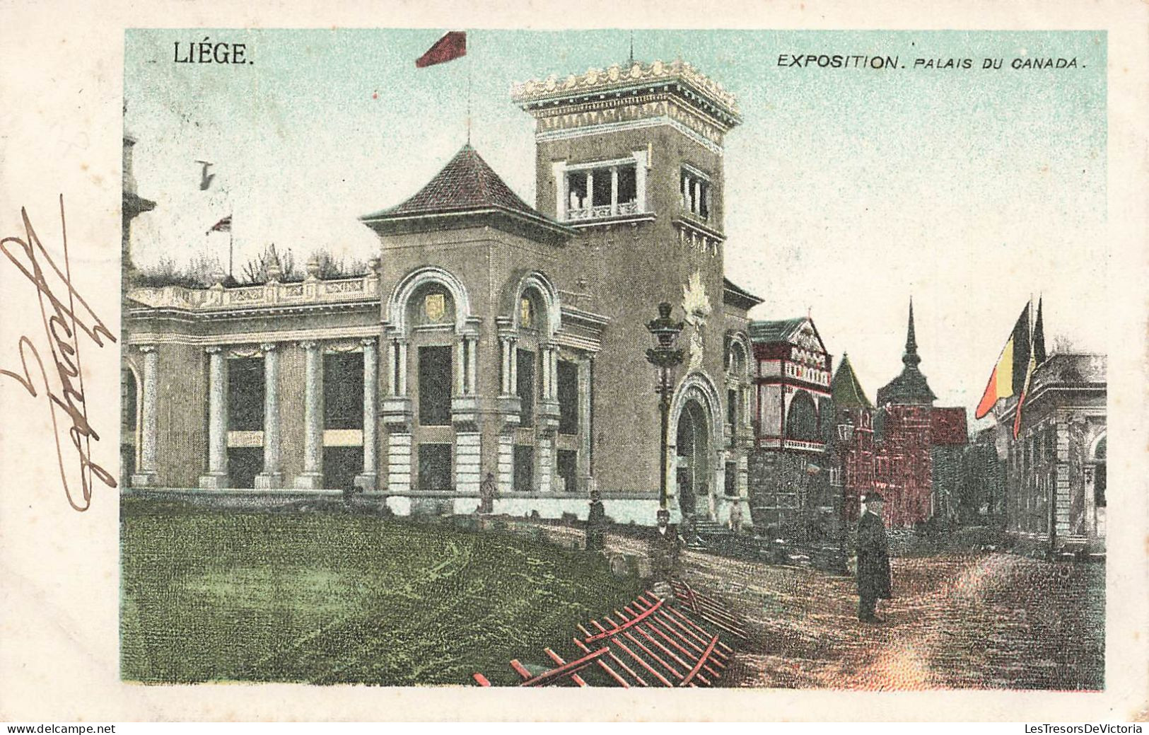 BELGIQUE - Liège - Exposition Palais Du Canada - Drapeau Belge - Colorisé - Carte Postale Ancienne - Liege