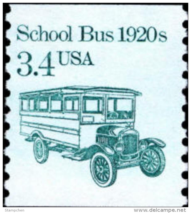 1985 USA Transportation Coil Stamp School Bus Sc#2123 History Post - Busses