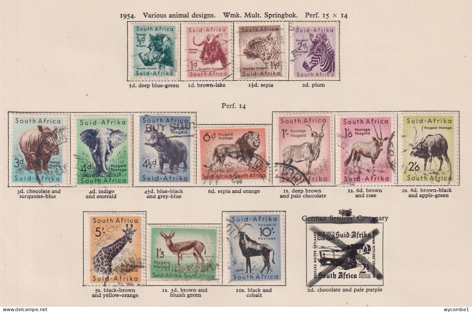 SOUTH AFRICA - 1954 Animal Definitive Set Used As Scan - Used Stamps