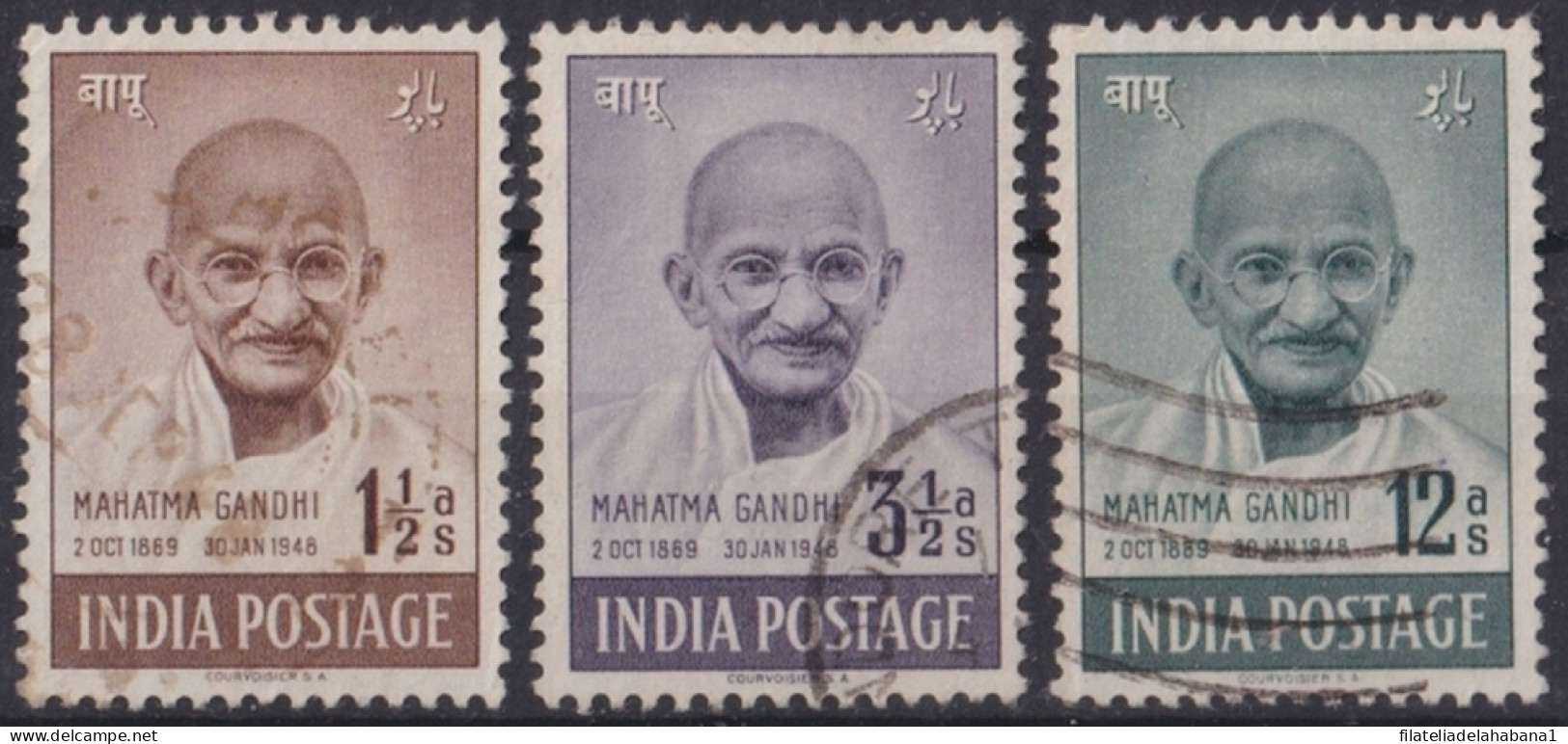 F-EX46219 INDIA 1948 MAHATMA GHANDI USED STAMPS LOT.  - Mahatma Gandhi