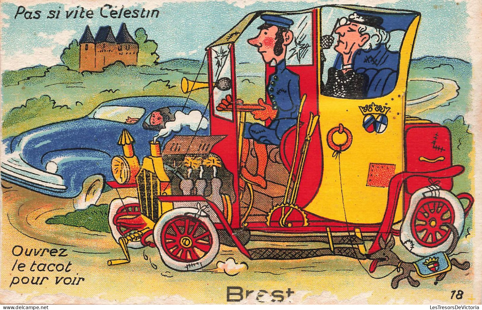 ILLUSTRATEUR - Pas Si Vite Célestin - Ouvrez Le Tacot Pour Voir - Brest - Carte Postale Ancienne - Sonstige & Ohne Zuordnung