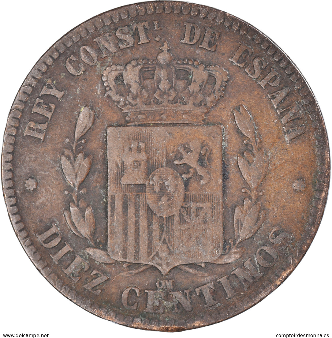 Monnaie, Espagne, 10 Centimos, 1878 - Premières Frappes