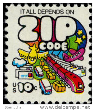 1973 USA Zip Code Stamp Sc#1511 Post Train Bus Plane - Bussen