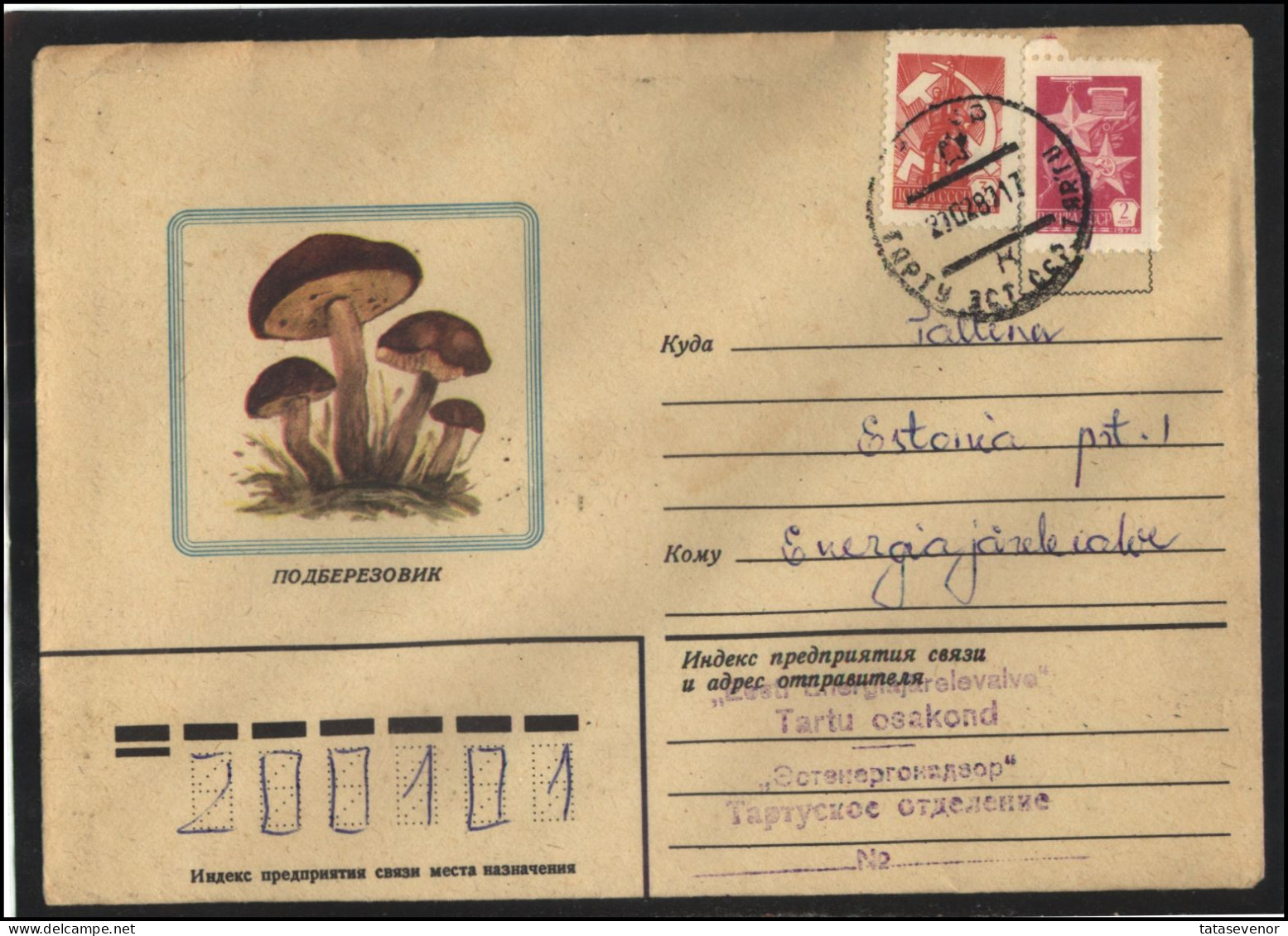 RUSSIA USSR Stationery USED ESTONIA  AMBL 1221 TARTU Mushrooms - Non Classés