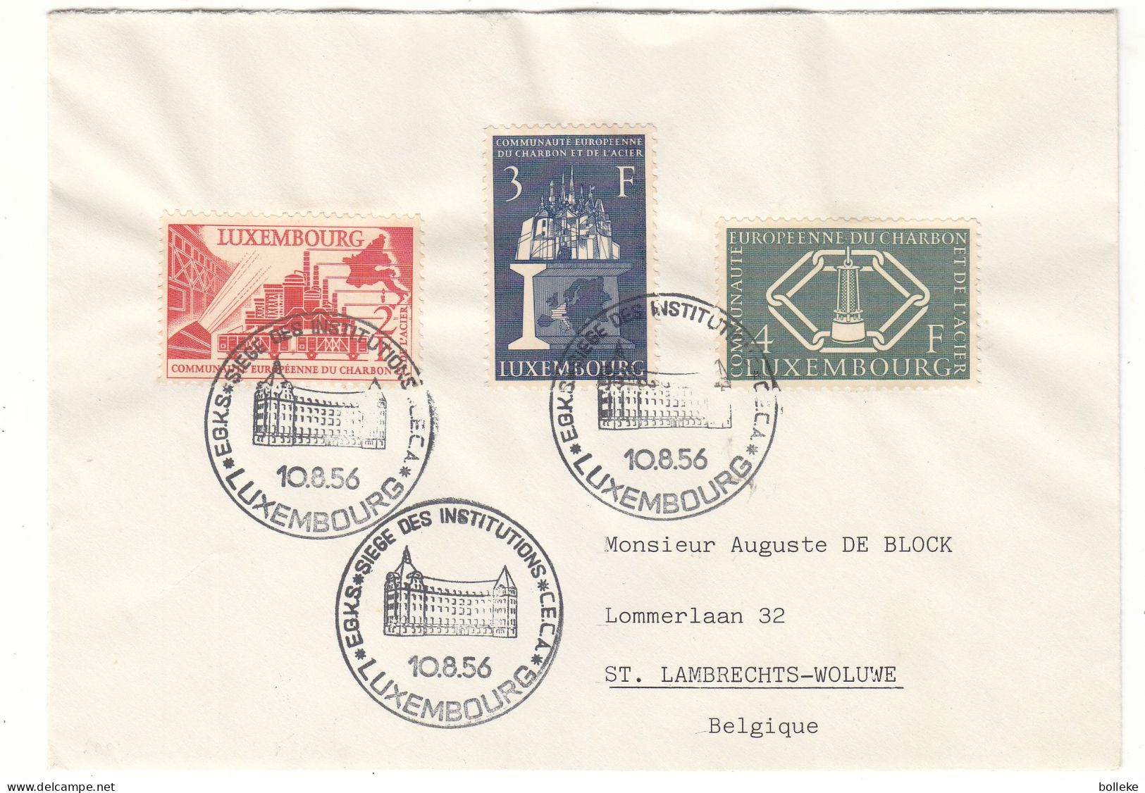 Luxembourg - Lettre De 1956 - Oblit Luxembourg - Idées Européennes - Charbon & Acier - Valeur 35 Euros - Lettres & Documents