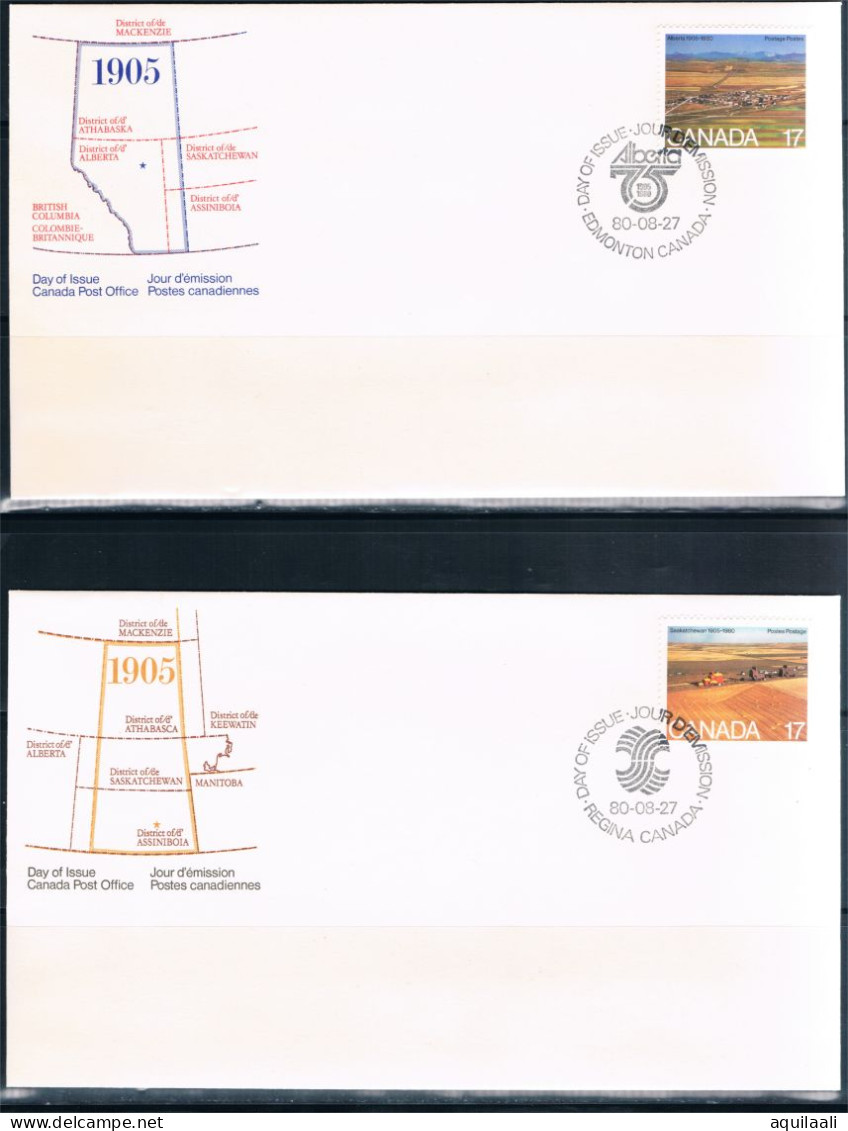 CANADA 1980 - "75th Anniv. Province Of Alberta E Saskatchewan" 2 Buste Con Annullo Fdc - 1981-1990