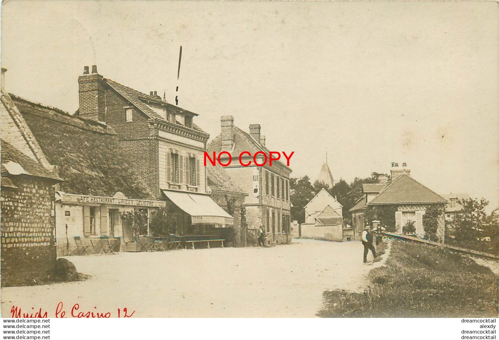 Rare Superbe Photo Carte Postale 27 MUIDS LE CASINO. Café Restaurant Drieux Lelièvre 1915 - Muids