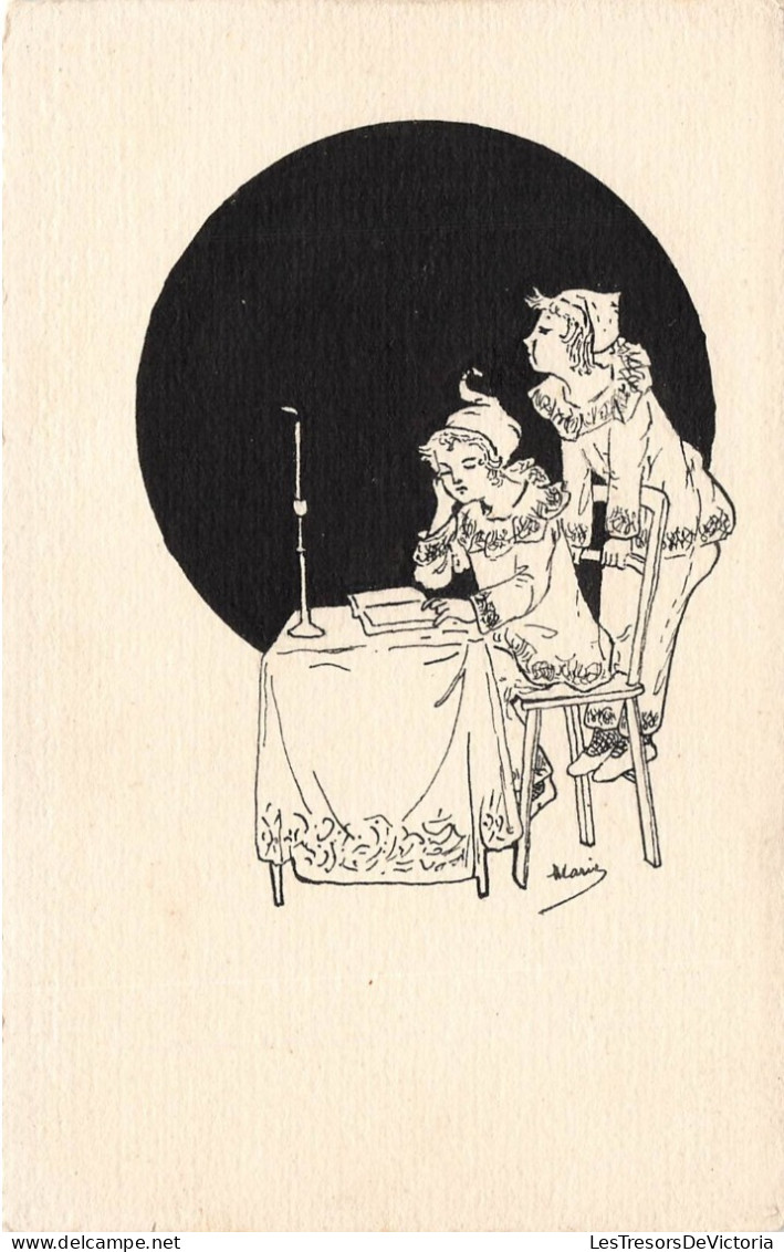 ILLUSTRATEUR - Une Lecture Dans Le Noir - Marie - Carte Postale Ancienne - Other & Unclassified