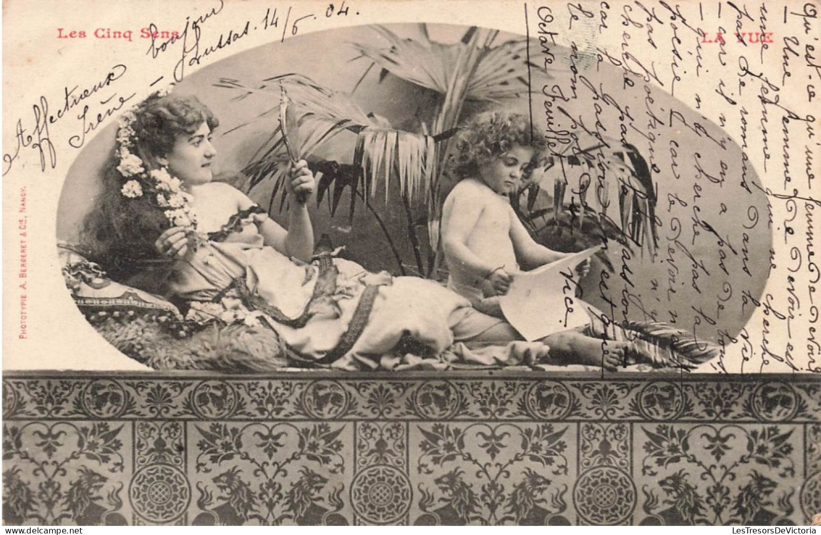 ENFANTS - Les Cinq Sens - Jeune Fille Se Regardant Un Miroir - Petit Garçon - La Vue - Carte Postale Ancienne - Autres & Non Classés