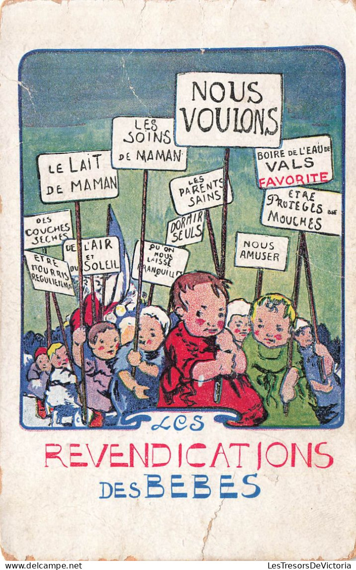 ILLUSTRATION NON SIGNE - Humour - Les Revendications Des Bébés - Bébés Avec Des Panneaux - Carte Postale - 1900-1949