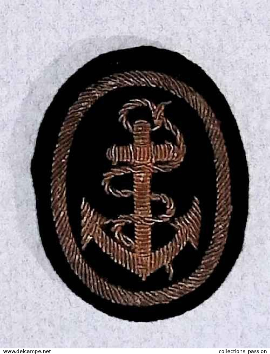 Militaria, écusson Tissu, Marine, Ovale, Ancre, 2 Scans - Patches