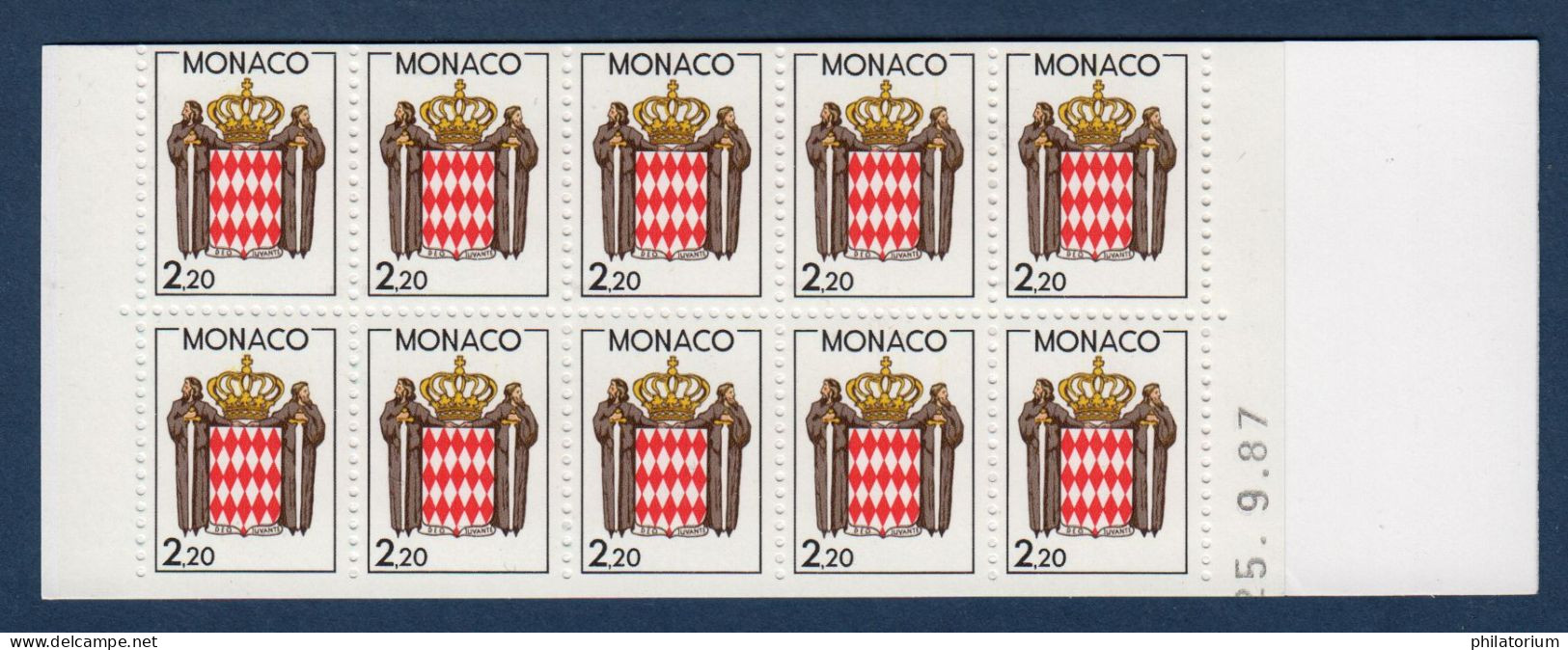 Monaco Timbre Neuf, Yv 1613, Carnet Usage Courant Non Plié, Daté 25.9.87, - Booklets