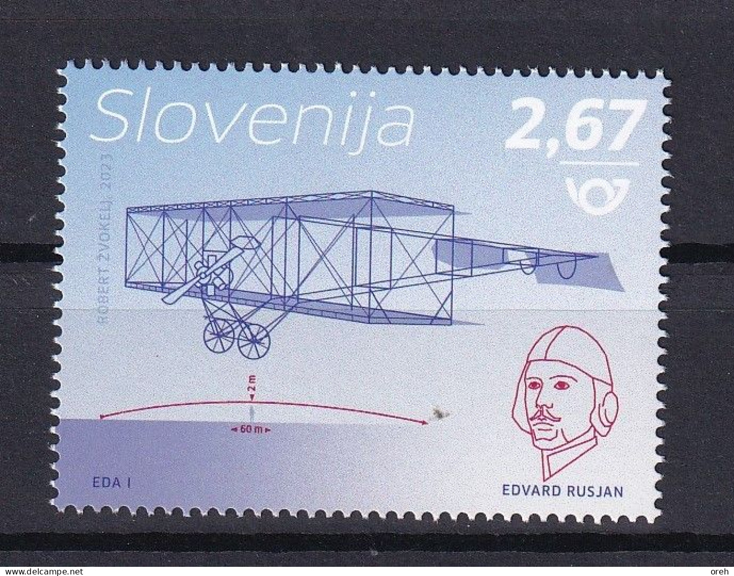 SLOVENIA  2023,EDVARD RUSJAN,PIONEERS OF SLOVENE AVIATION,MNH - Slowenien