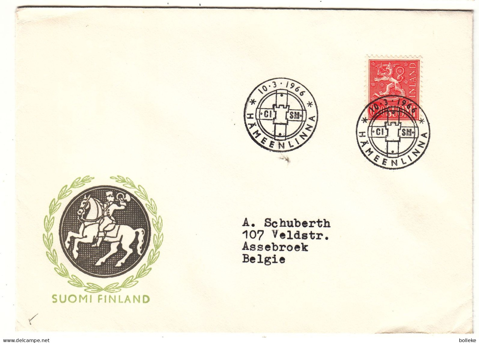 Finlande - Lettre De 1966 - Oblit Hämeenlinna - - Cartas & Documentos