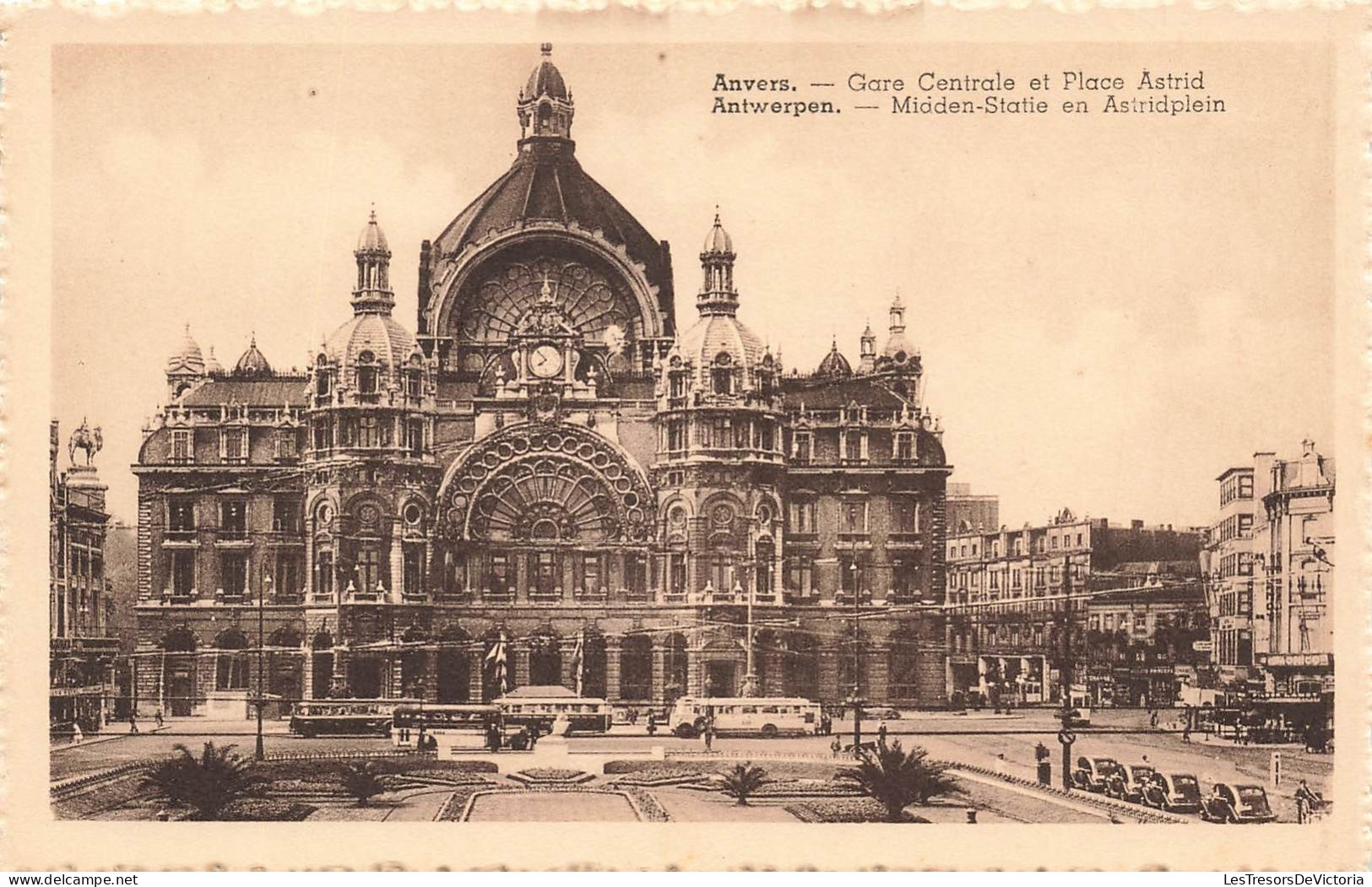 BELGIQUE - Anvers - Gare Centrale Et Place Astrid - Carte Postale Ancienne - Antwerpen