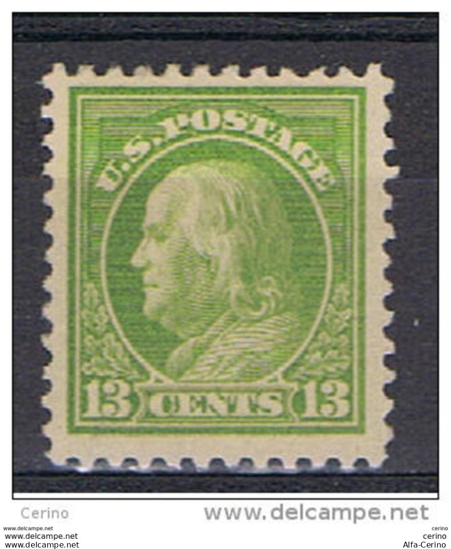 U.S.A.:  1916/19  B. FRANKLIN  -  13 C. UNUSED  -  D. 11  -  YV/TELL. 211 - Neufs