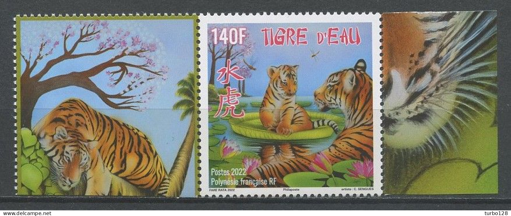 POLYNESIE 2022 N° 1291 ** Neuf MNH Superbe Faune Tigres Année Lunaire Chinoise Animaux Flore Fleurs - Nuovi