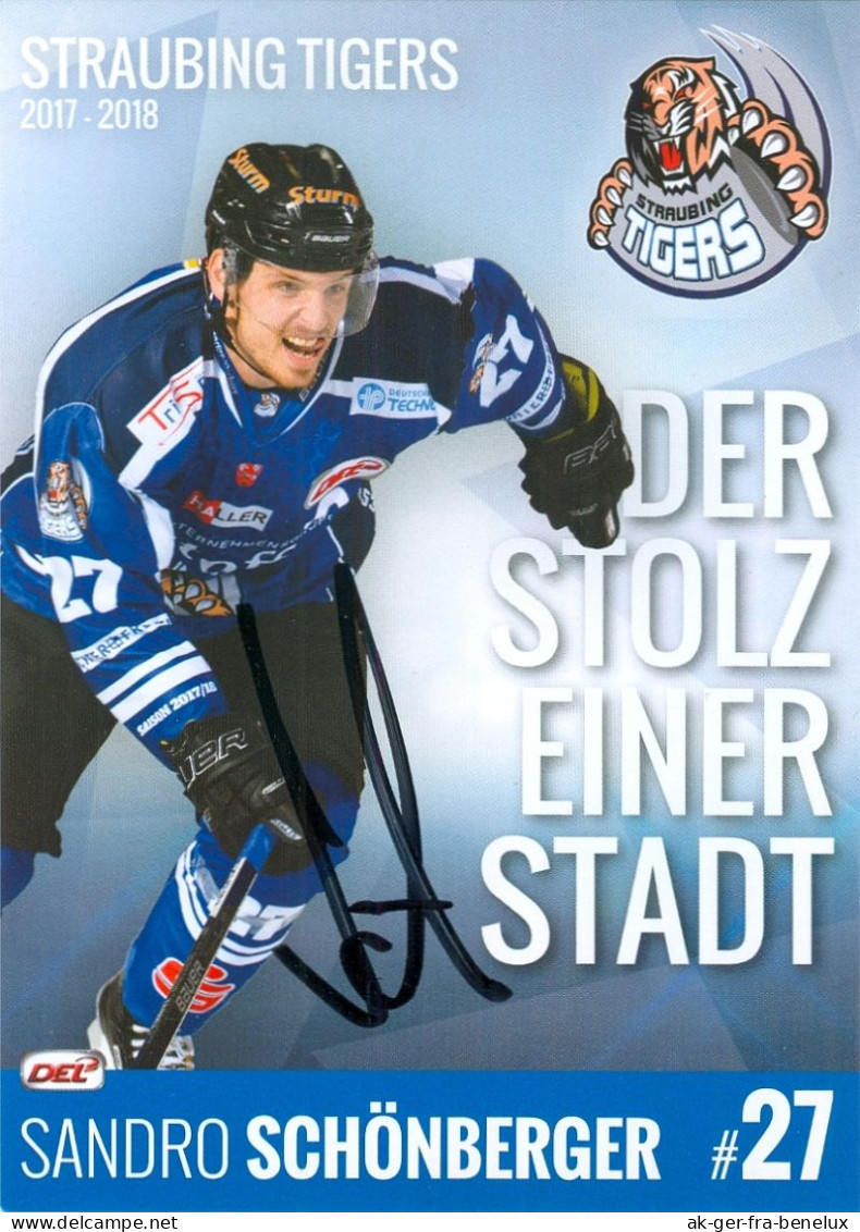 Autogramm Eishockey AK Sandro Schönberger Straubing Tigers 17-18 Weiden In Der Oberpfalz EV Augsburg - Sports D'hiver