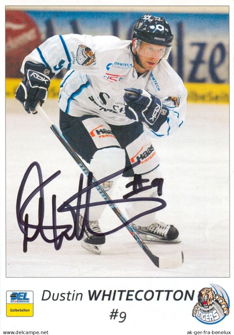 Autogramm Eishockey AK Dustin Whitecotton Straubing Tigers 08-09 Niederviehbach Belfast Giants EHC TSV Dragons De Rouen - Sports D'hiver