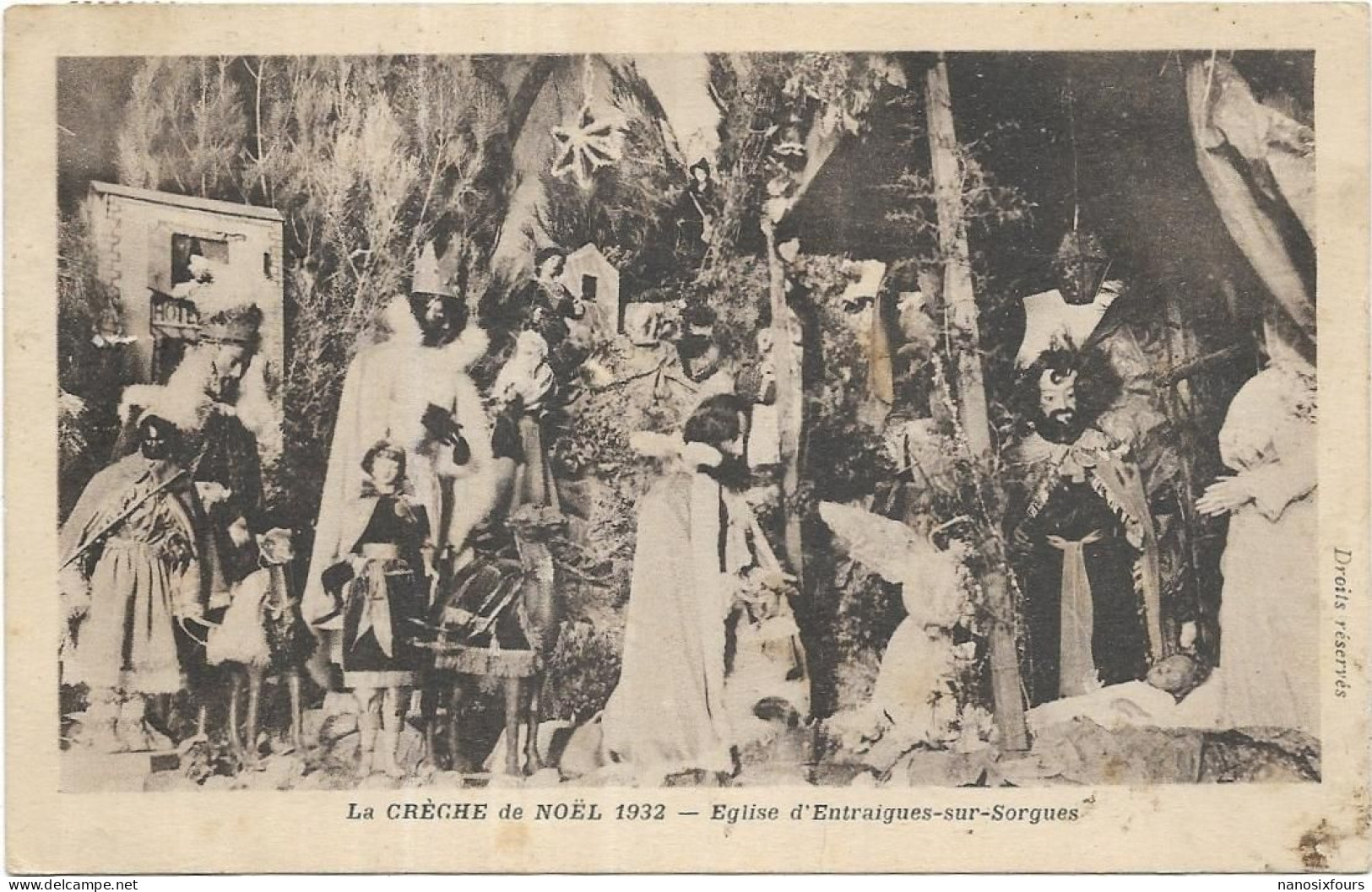 D 84.ENTRAIGUE SUR SORGUE.  LA CRECHE DE NOEL 1932 EGLISE  CARTE ECRITE - Entraigue Sur Sorgue