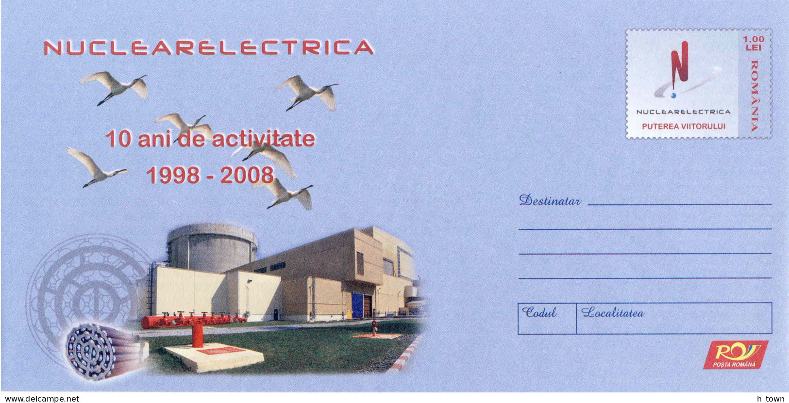 131  Réacteur Nucléaire, Energie: PAP, 2008 - Nuclear Reactor, Fel Bundle: Stationery Cover. Atom, Energy, Wading Birds - Atom