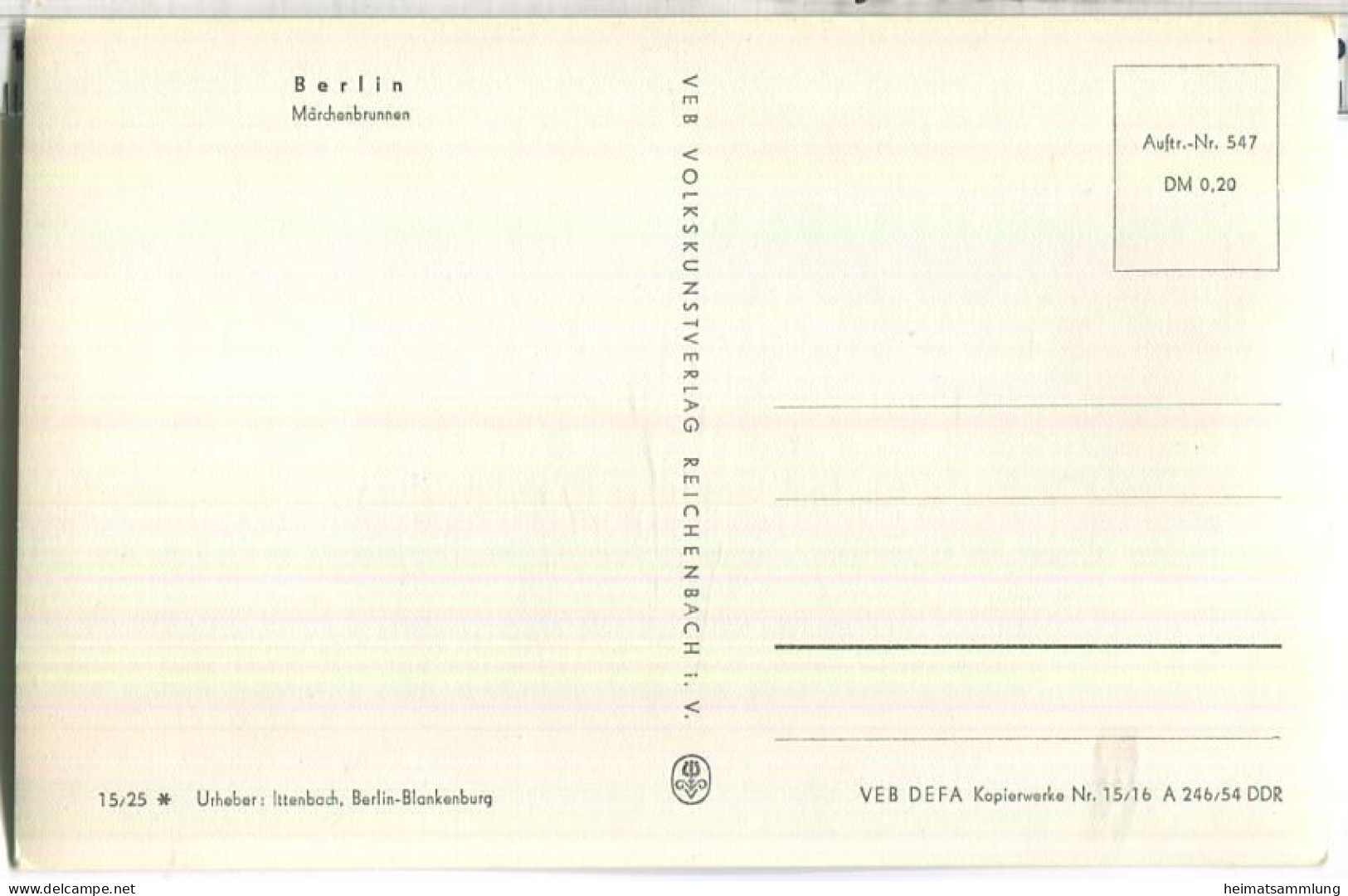 Berlin-Friedrichshain - Märchenbrunnen - Verlag VEB Volkskunstverlag Reichenbach 50er Jahre - Friedrichshain