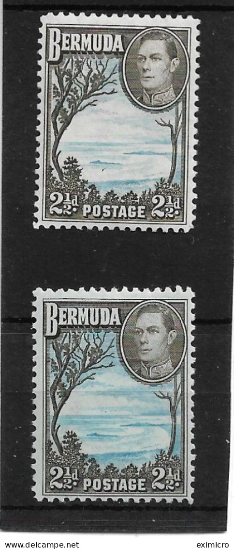 BERMUDA 1941 2½d LIGHT BLUE AND SEPIA - BLACK SG 113a; 1952 2½d BRIGHT BLUE AND DEEP SEPIA-BLACK SG 113ac LMM Cat £14 - Bermuda